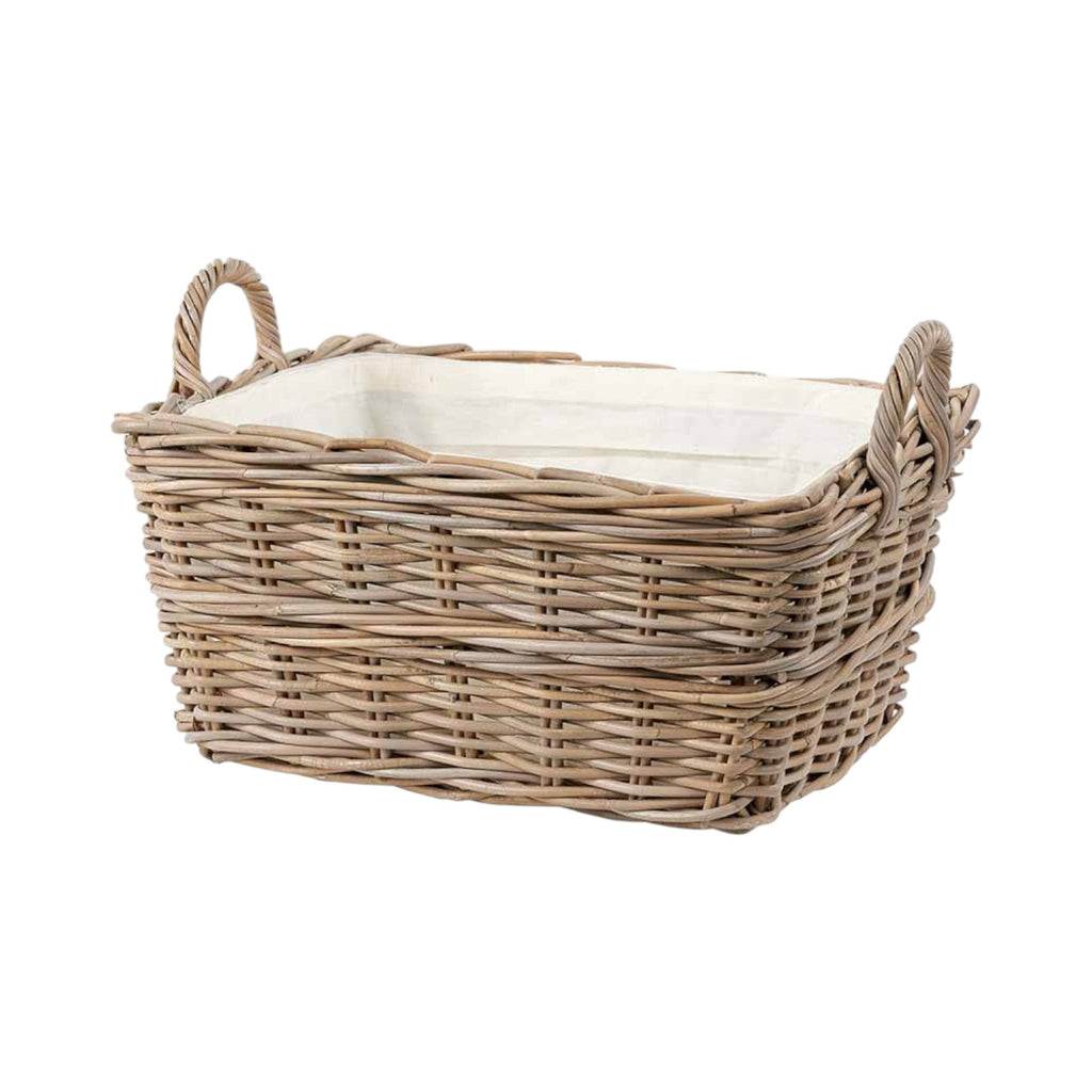 Grey Kubu Rectangular Handled Laundry Basket-1