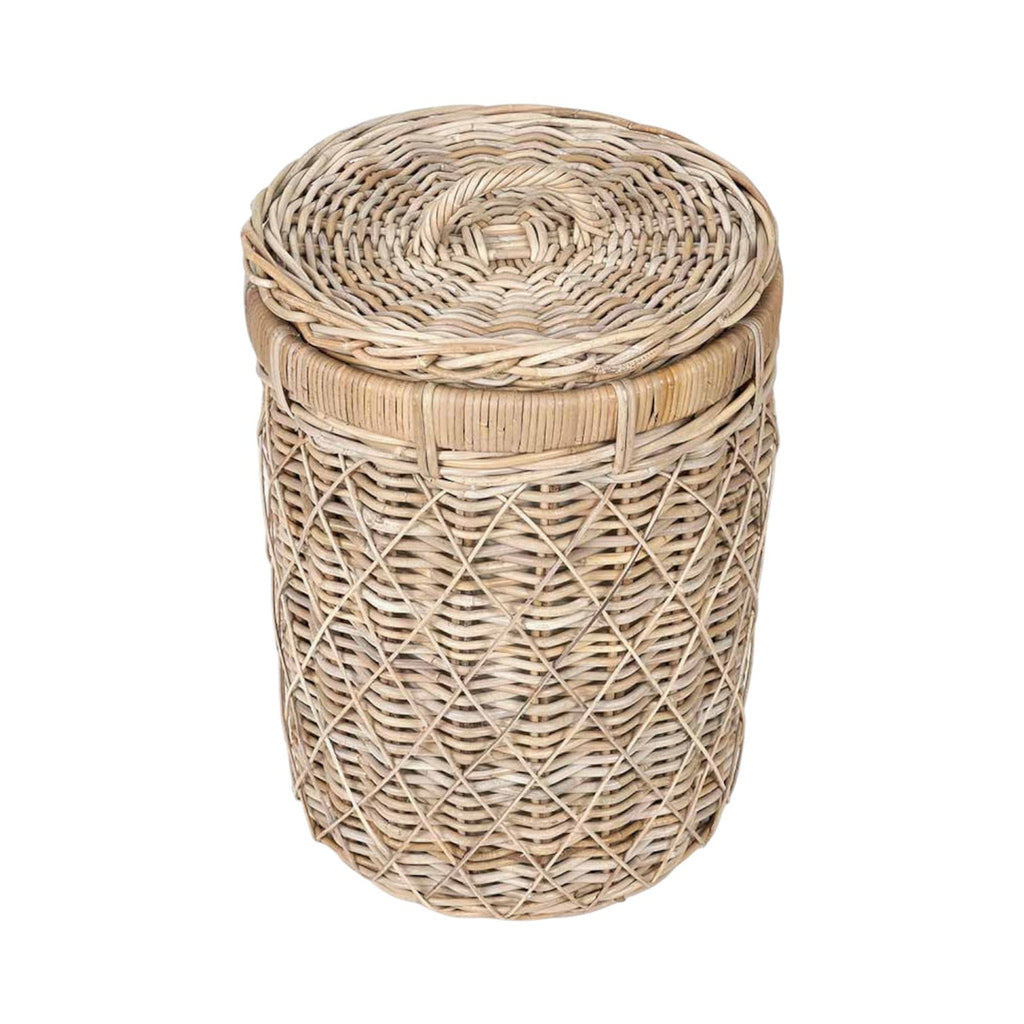 Brown Rattan Round Linen Basket-3