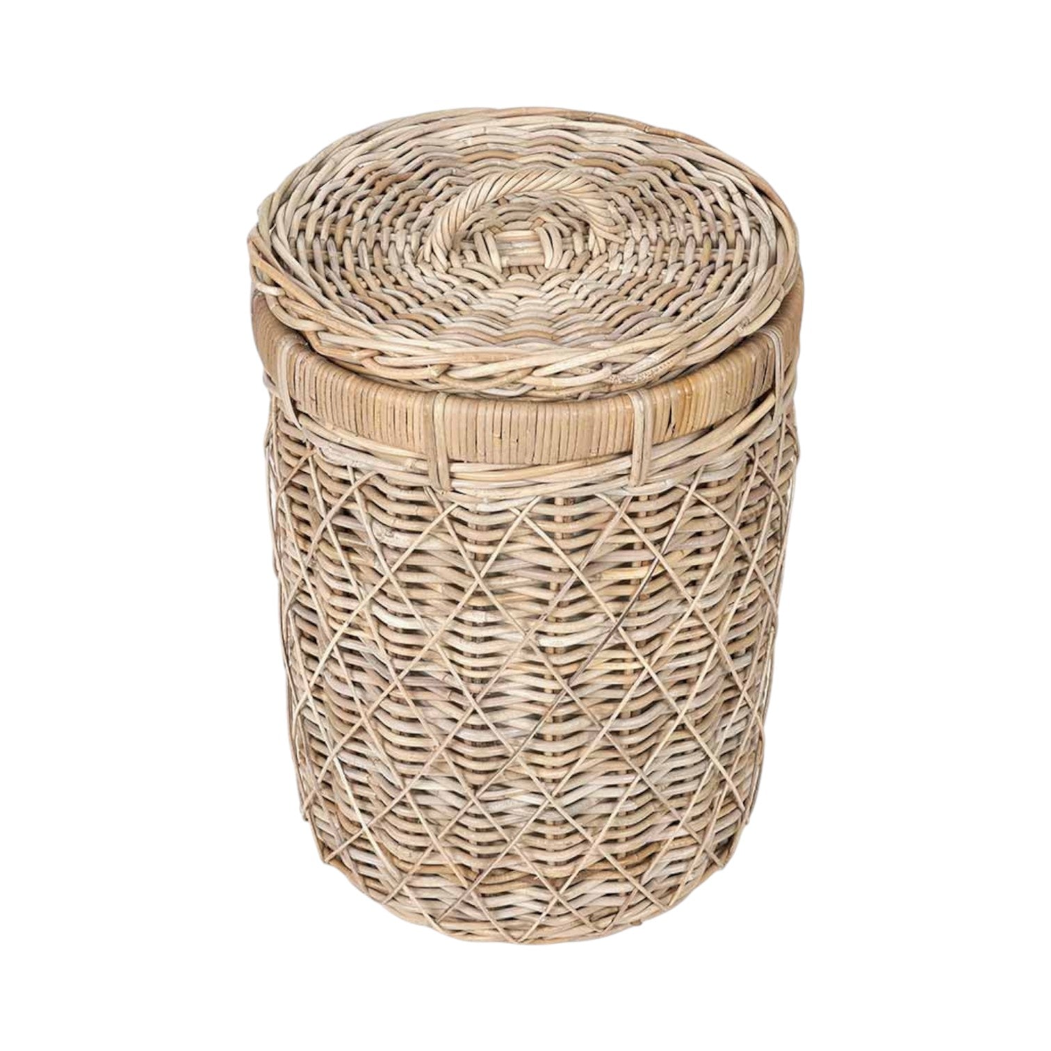 Brown Rattan Round Linen Basket-3