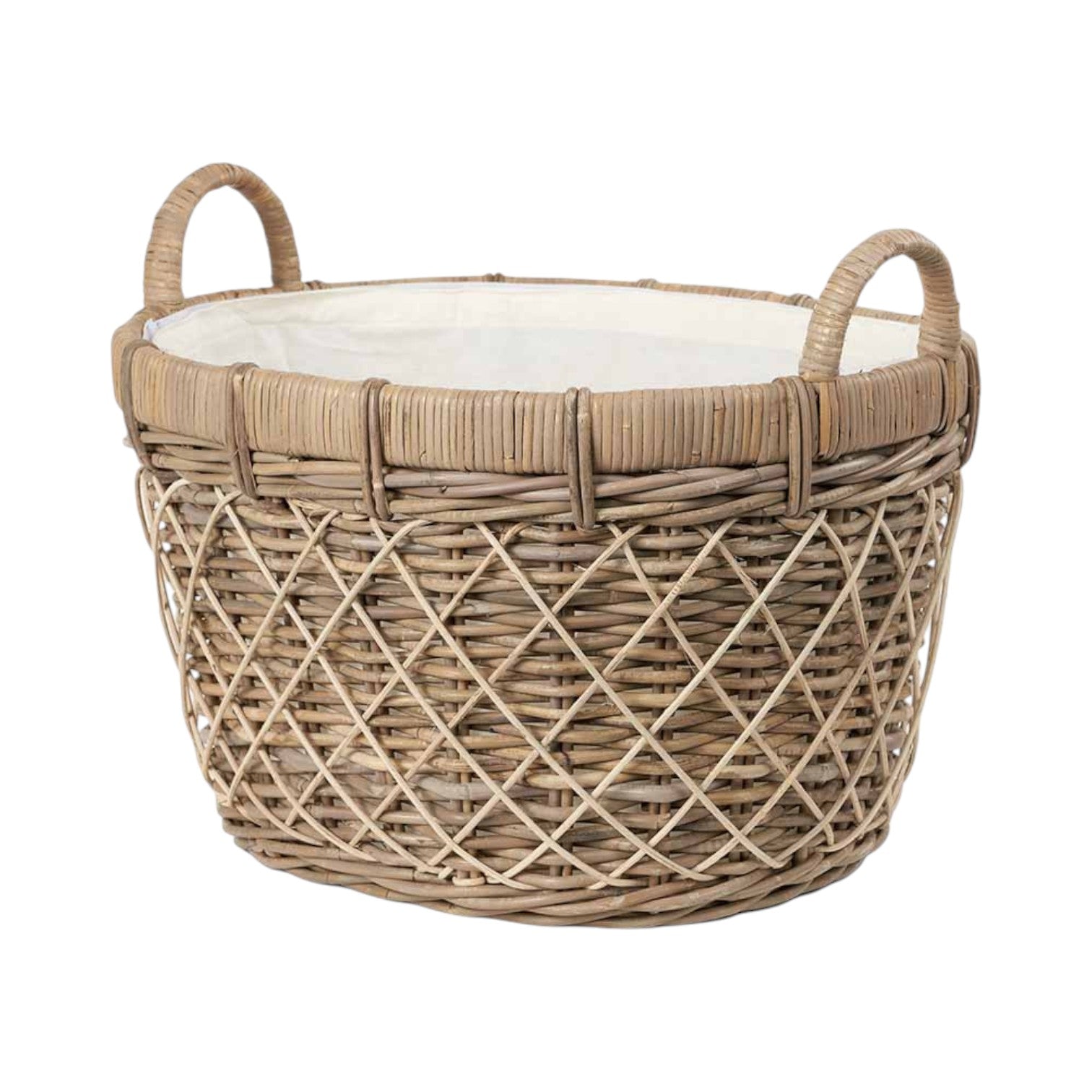 Brown Rattan Oval Handled Laundry Basket-3