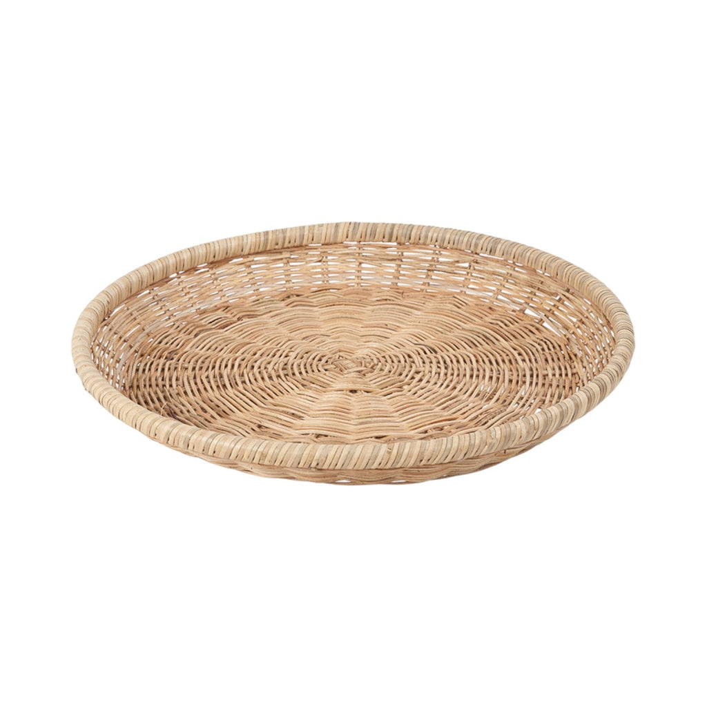 Natural Rattan Round Basket Tray-0