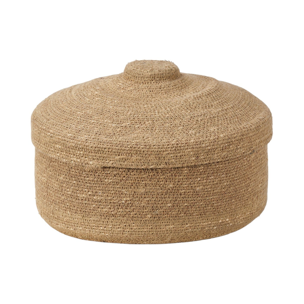 Seagrass Natural Lidded Round Basket-1