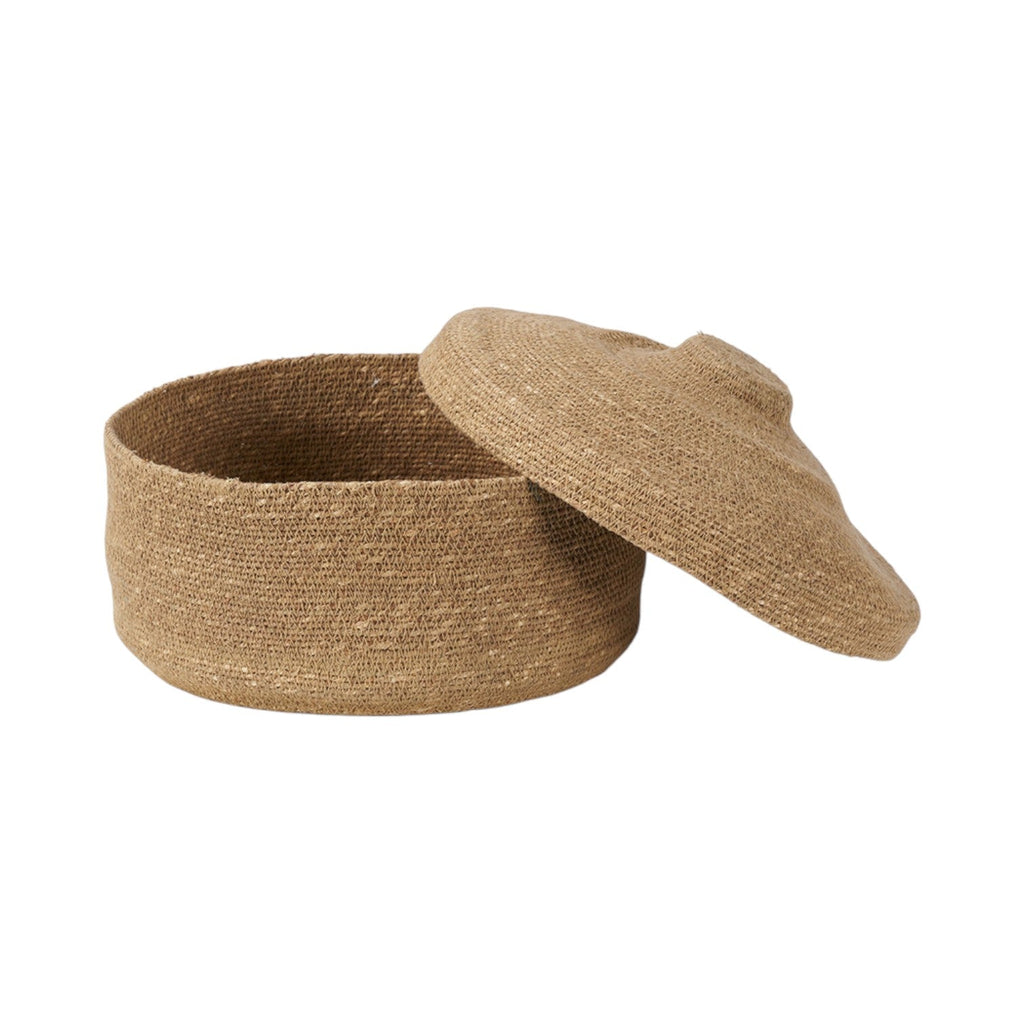 Seagrass Natural Lidded Round Basket-0
