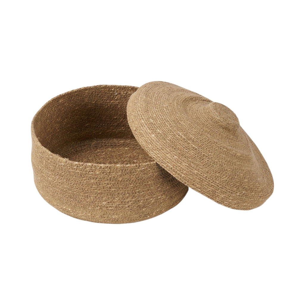 Seagrass Natural Lidded Round Basket-2