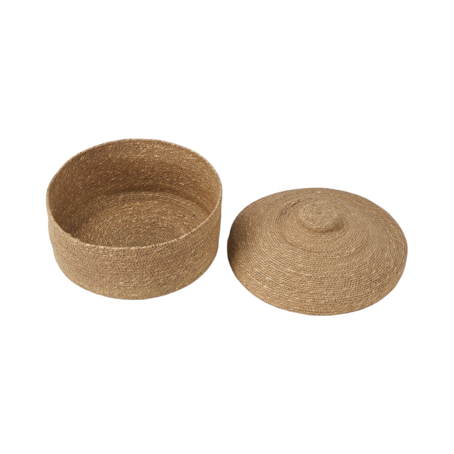 Seagrass Natural Lidded Round Basket-3