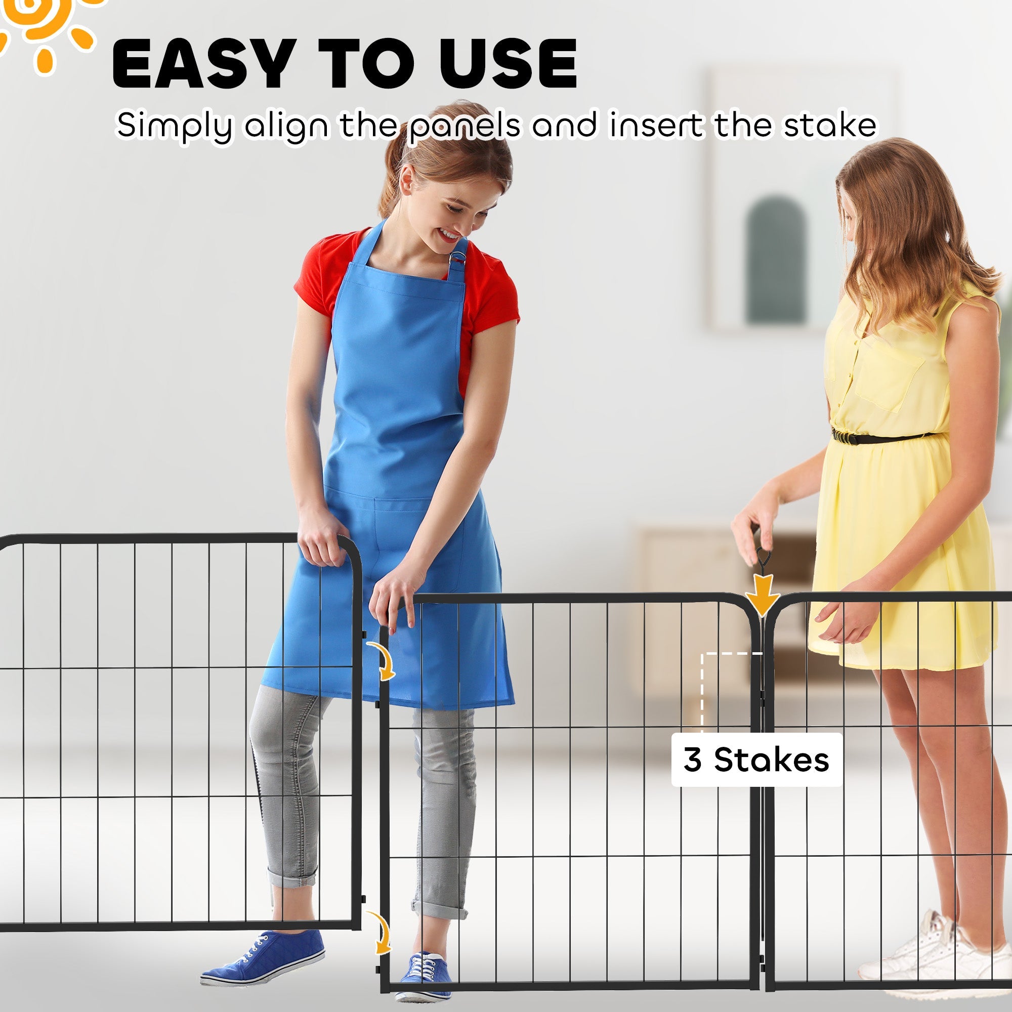 2 Piece Dog Pen Expansion Pack for 60cm High Animal Pen with 3 Connecting Stakes-4