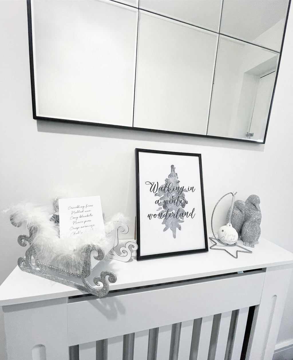 Walking In A Winter Wonderland Grey Tree Winter Christmas Seasonal Wall Home Decor Print-0