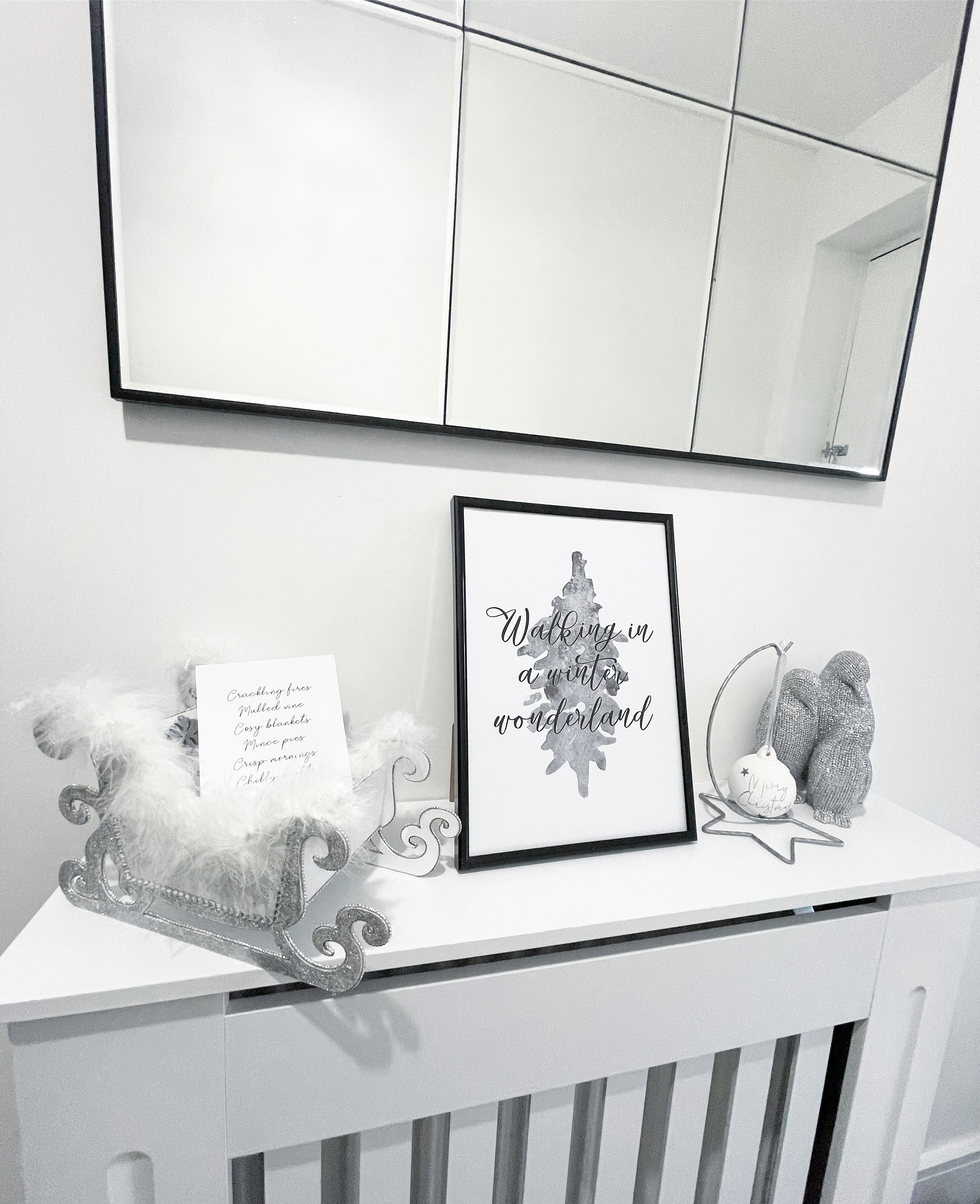 Walking In A Winter Wonderland Grey Tree Winter Christmas Seasonal Wall Home Decor Print-0