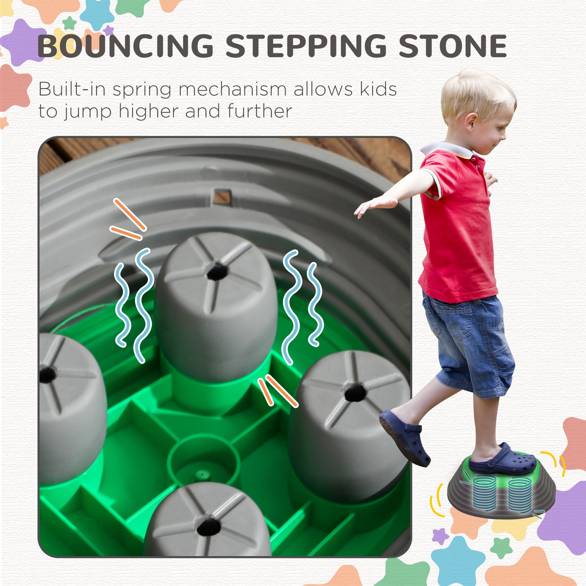 11 Piece Kids Balance Stepping Stones Set - Non Slip Starfish Shape-4