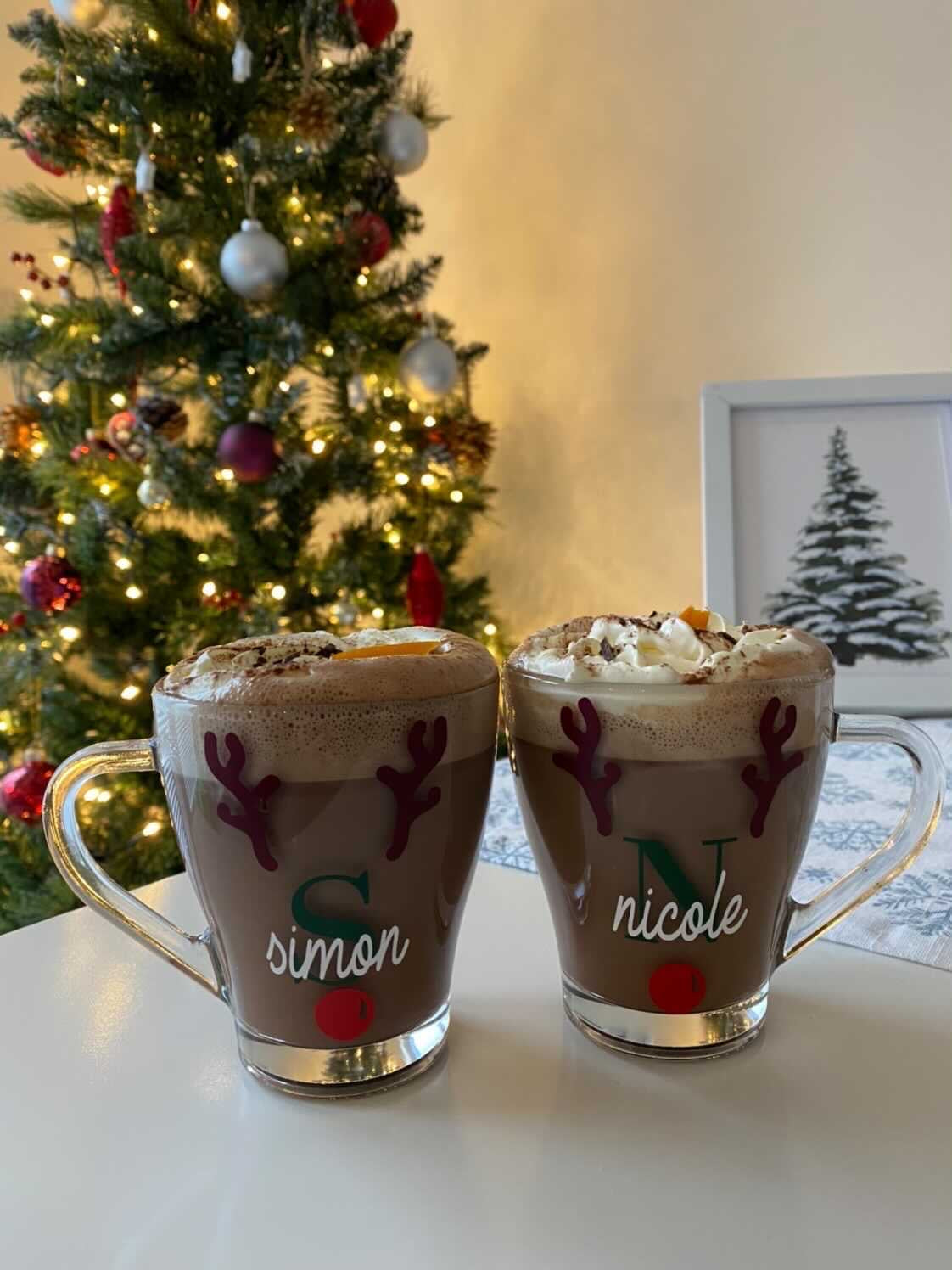 DIY Set Of 2 Create Own Personalised Initial Name Reindeer Christmas Mug Glass Sticker Label-2