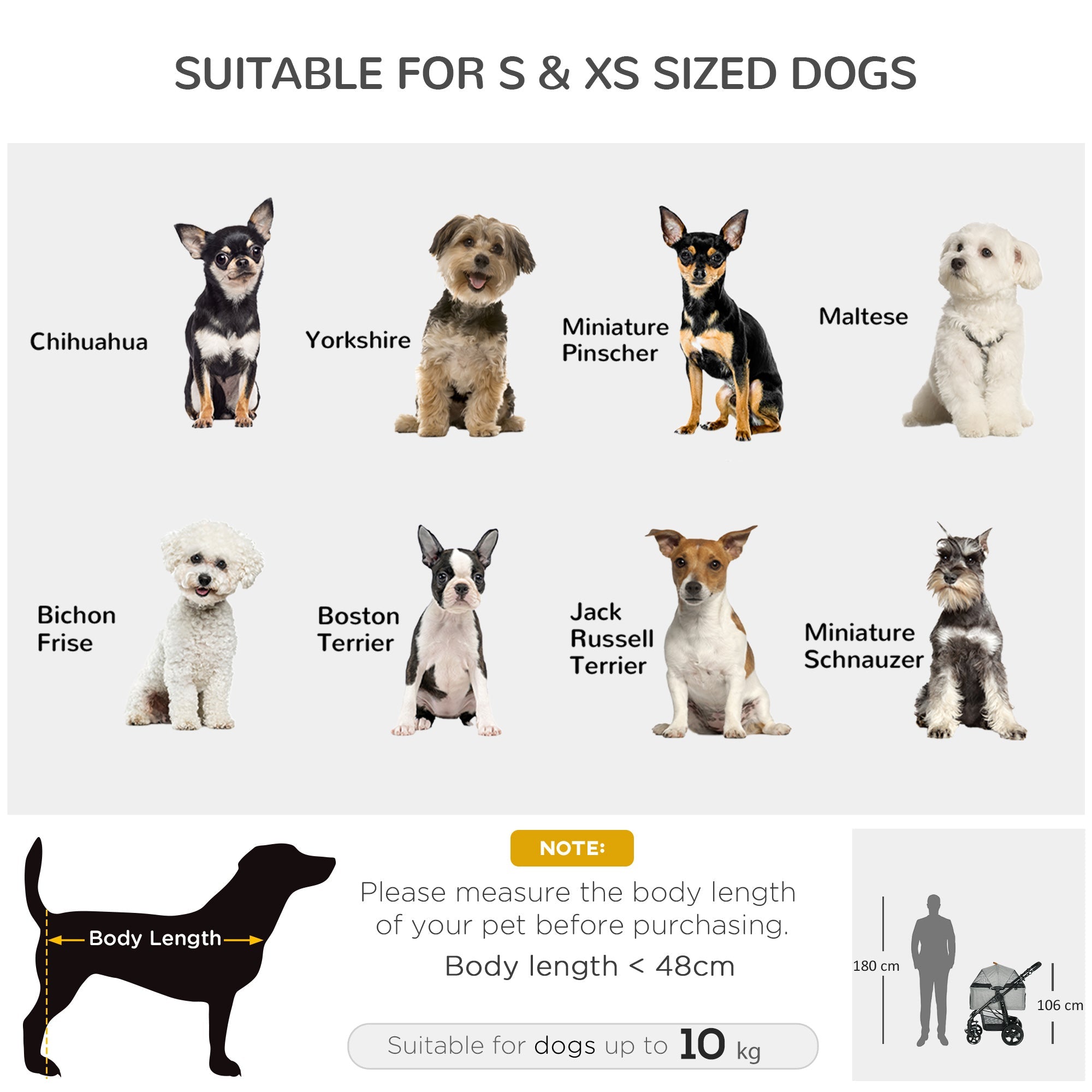 2-In-1 Design No-Zip Pet Stroller Detachable Bag Travel Trolley with Shock-absorbing System Brake Basket Adjustable Handlebar Safety Leash Grey-3