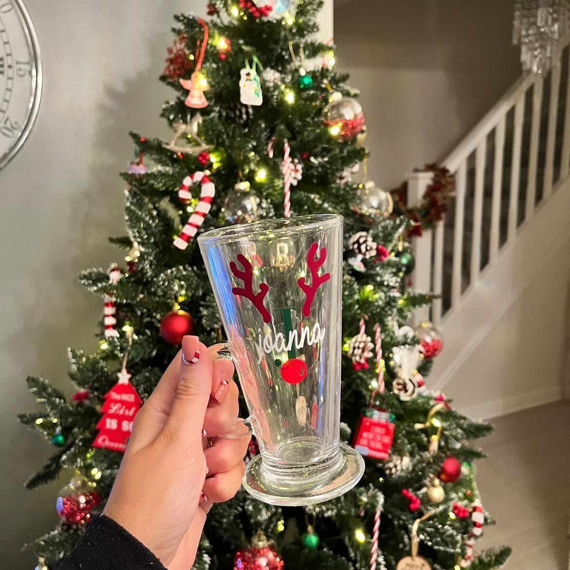 DIY Set Of 2 Create Own Personalised Initial Name Reindeer Christmas Mug Glass Sticker Label-3