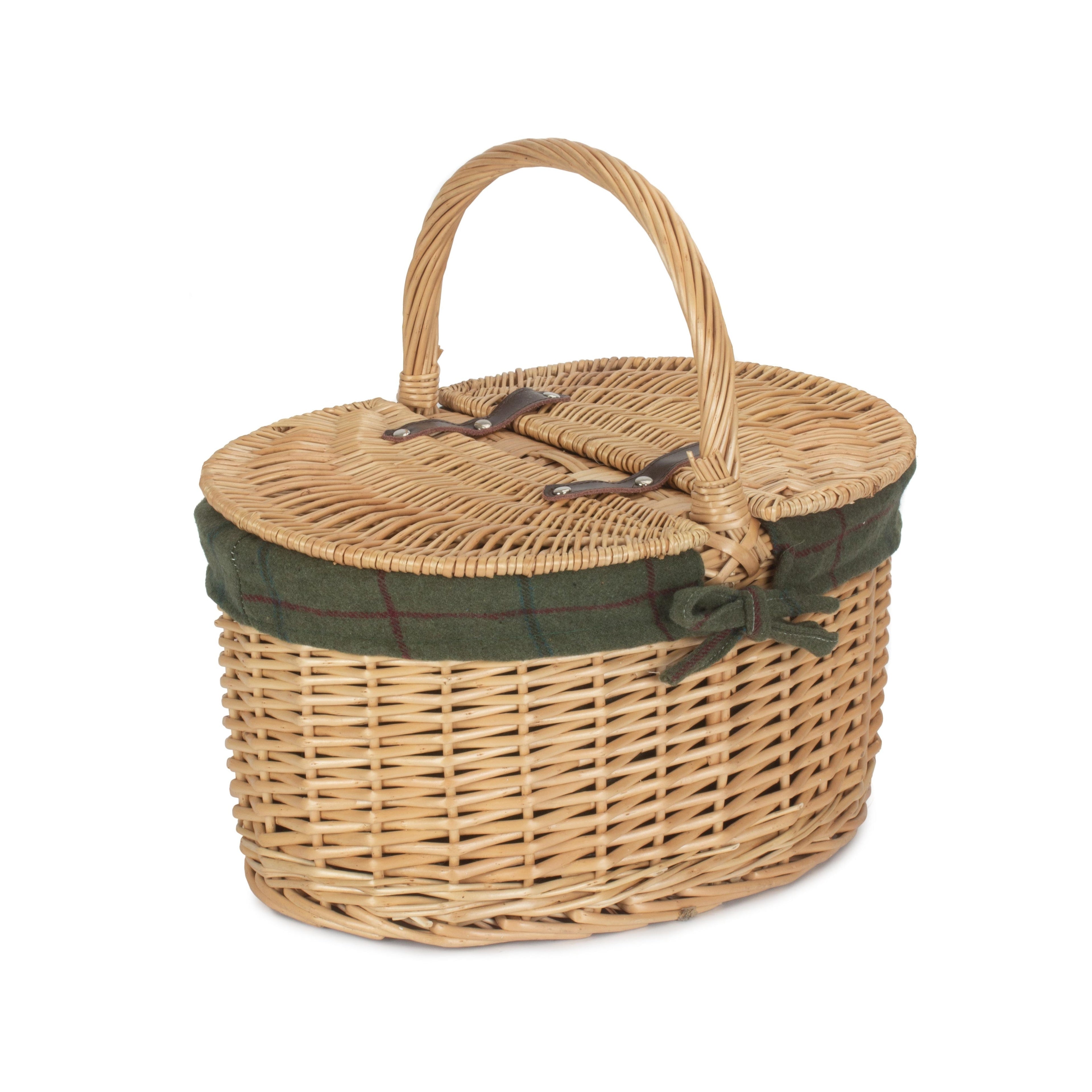 Buff Willow Oval Butterfly Lidded Picnic Basket-4