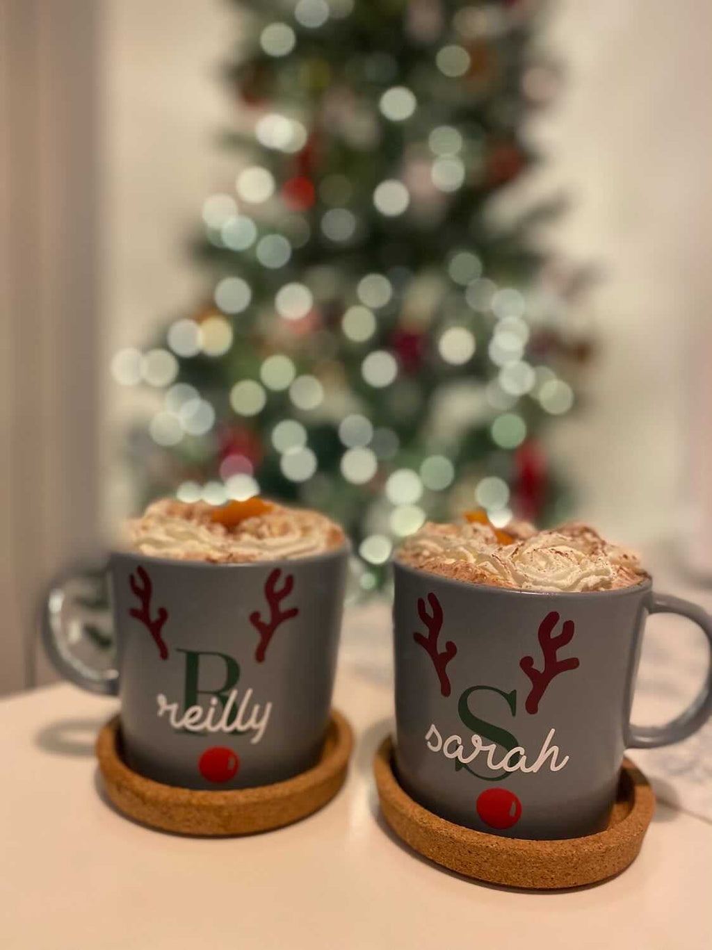 DIY Set Of 2 Create Own Personalised Initial Name Reindeer Christmas Mug Glass Sticker Label-0