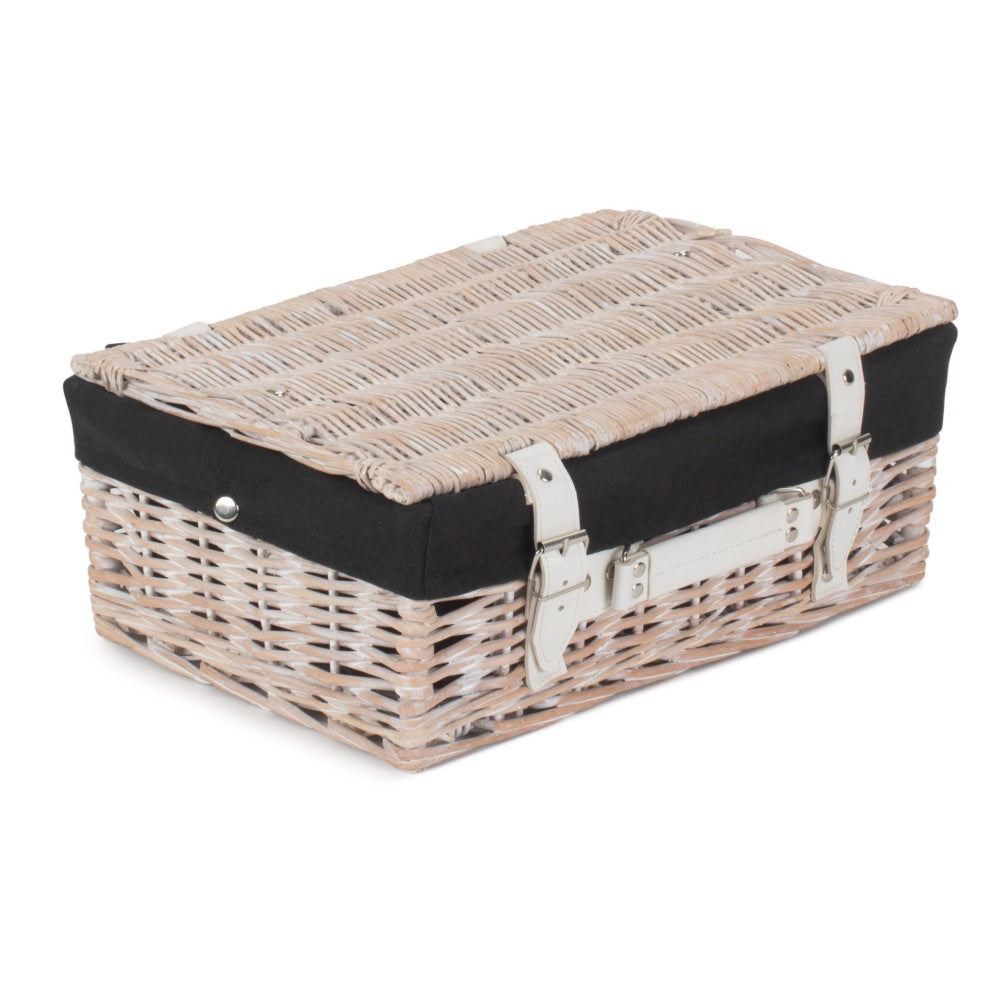 36cm White Wash Willow Wicker Picnic Basket-4