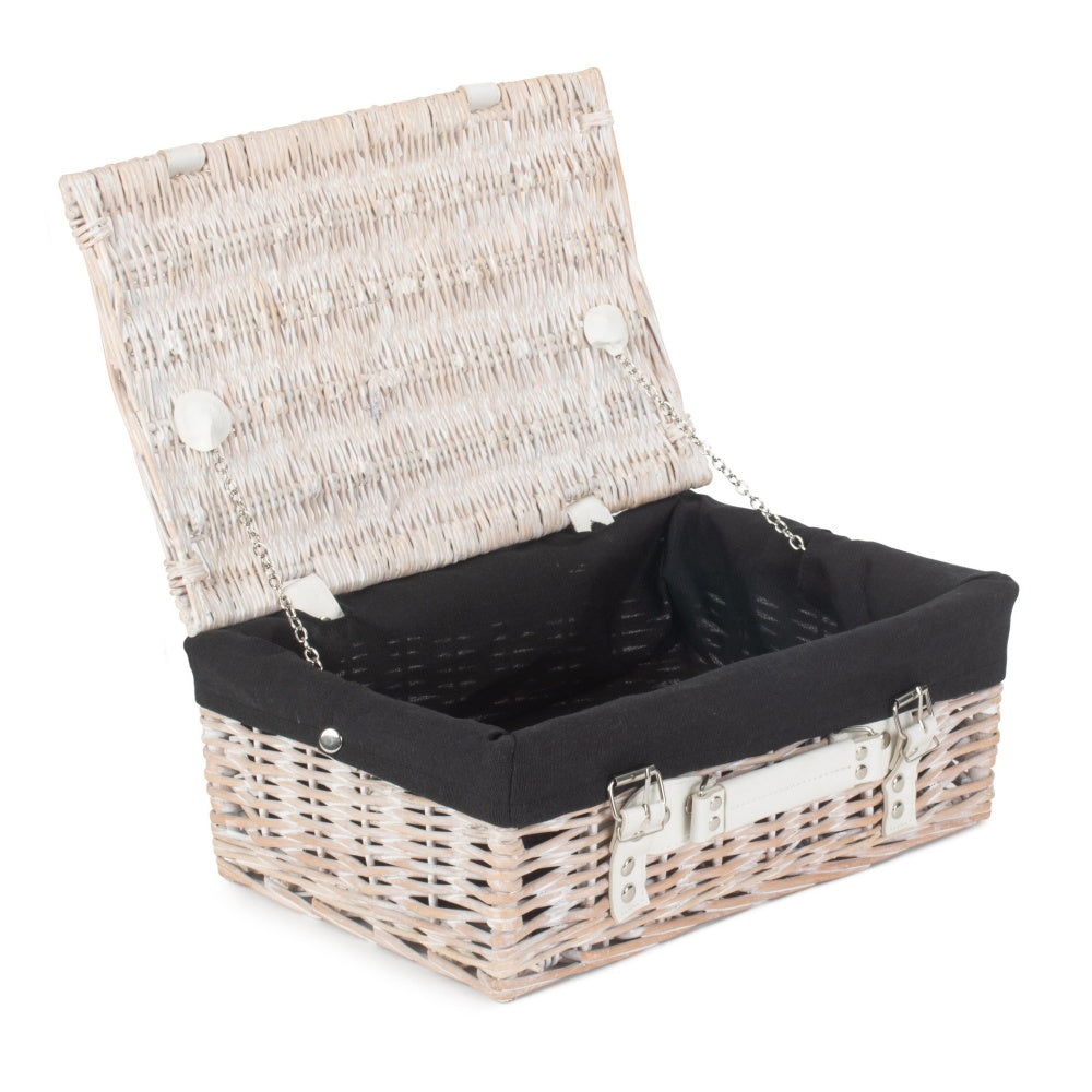 36cm White Wash Willow Wicker Picnic Basket-3