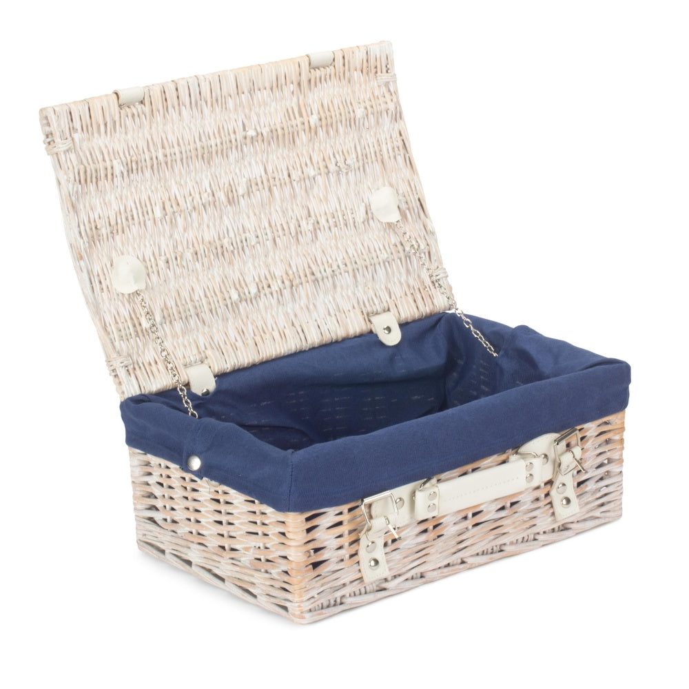 36cm White Wash Willow Wicker Picnic Basket-0