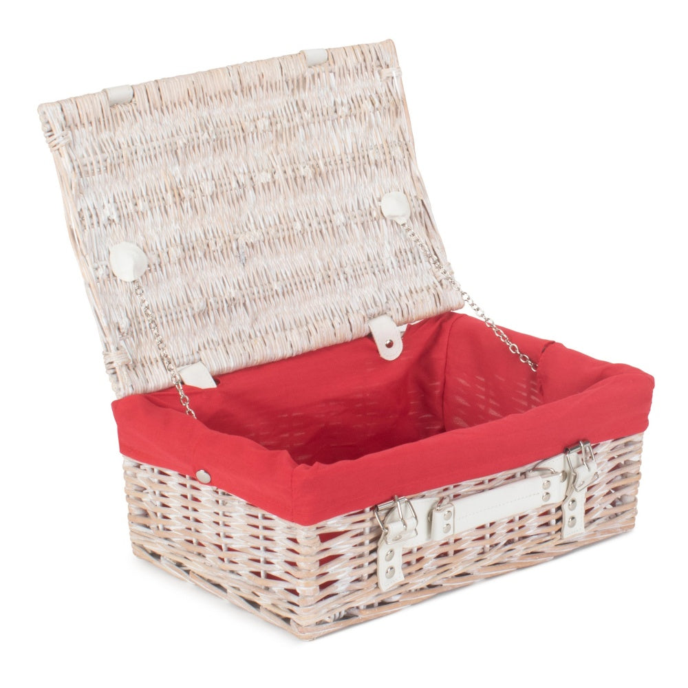 36cm White Wash Willow Wicker Picnic Basket-5