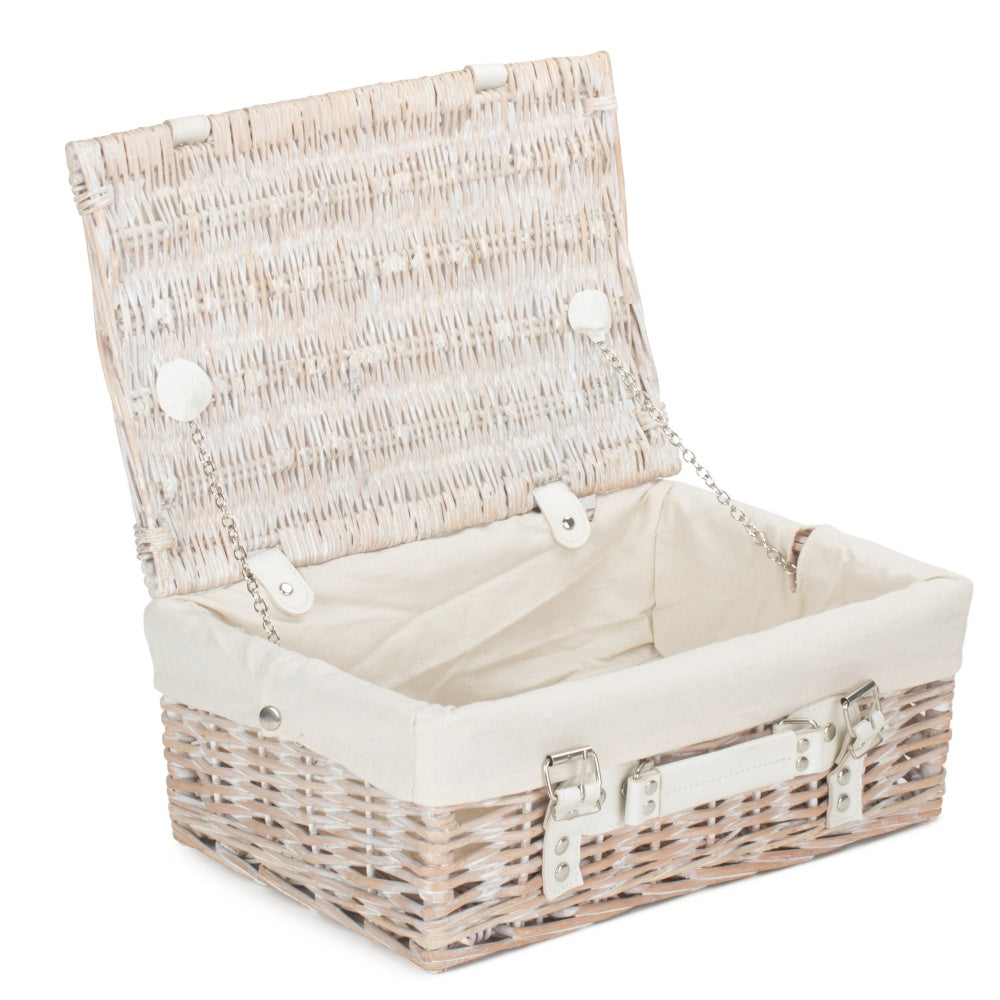 36cm White Wash Willow Wicker Picnic Basket-6