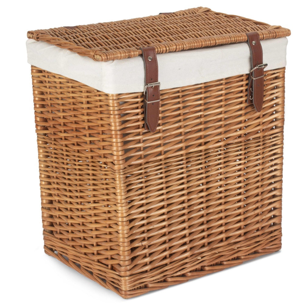 Boutique Double Steamed Wicker Laundry Basket With Lining-1