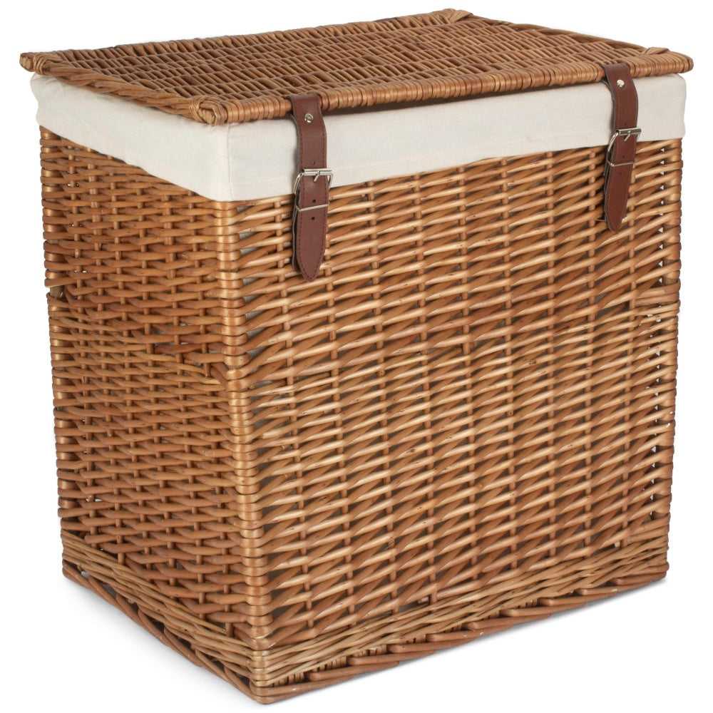 Boutique Double Steamed Wicker Laundry Basket With Lining-3