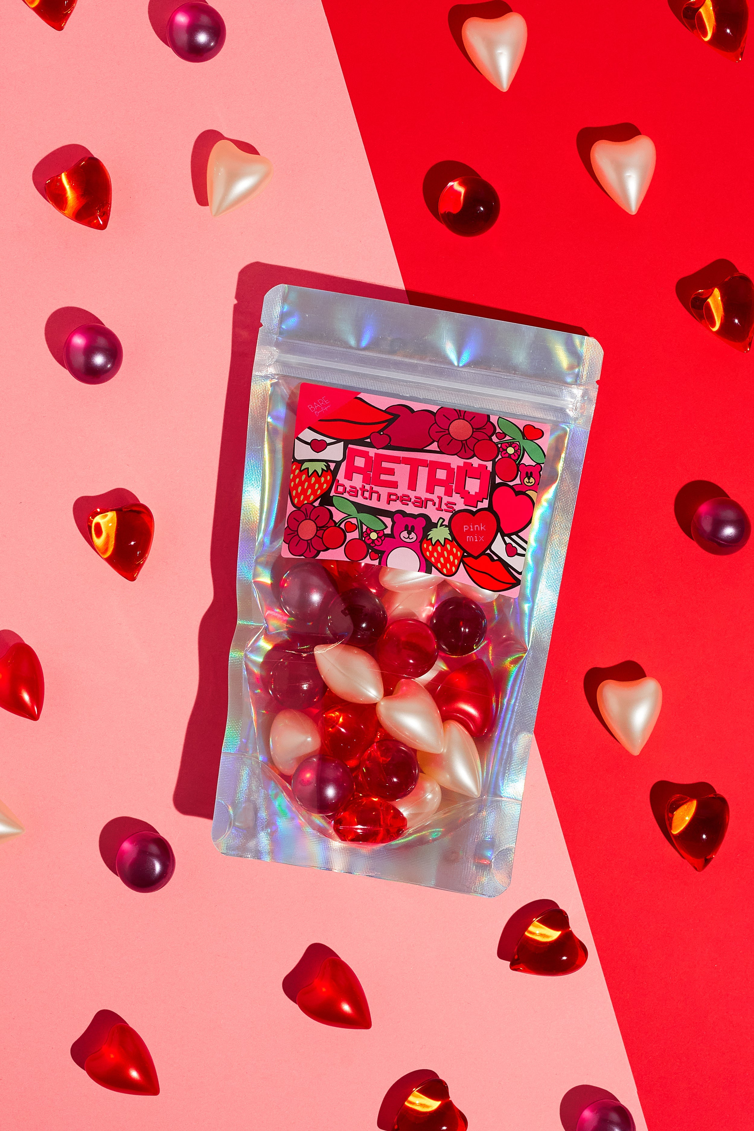 30 Pack of Pink Edition Pearls. Strawberry, Cherry, Vanilla and Lychee scented Bath Pearls.-0