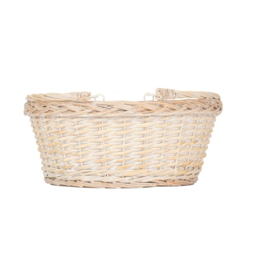 Unlined Whitewash Swing Handle Wicker Shopping Basket-2