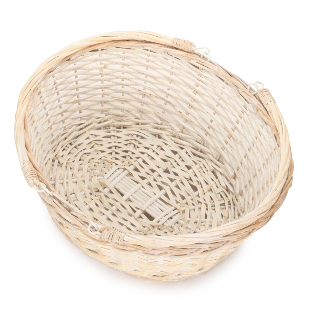 Unlined Whitewash Swing Handle Wicker Shopping Basket-3