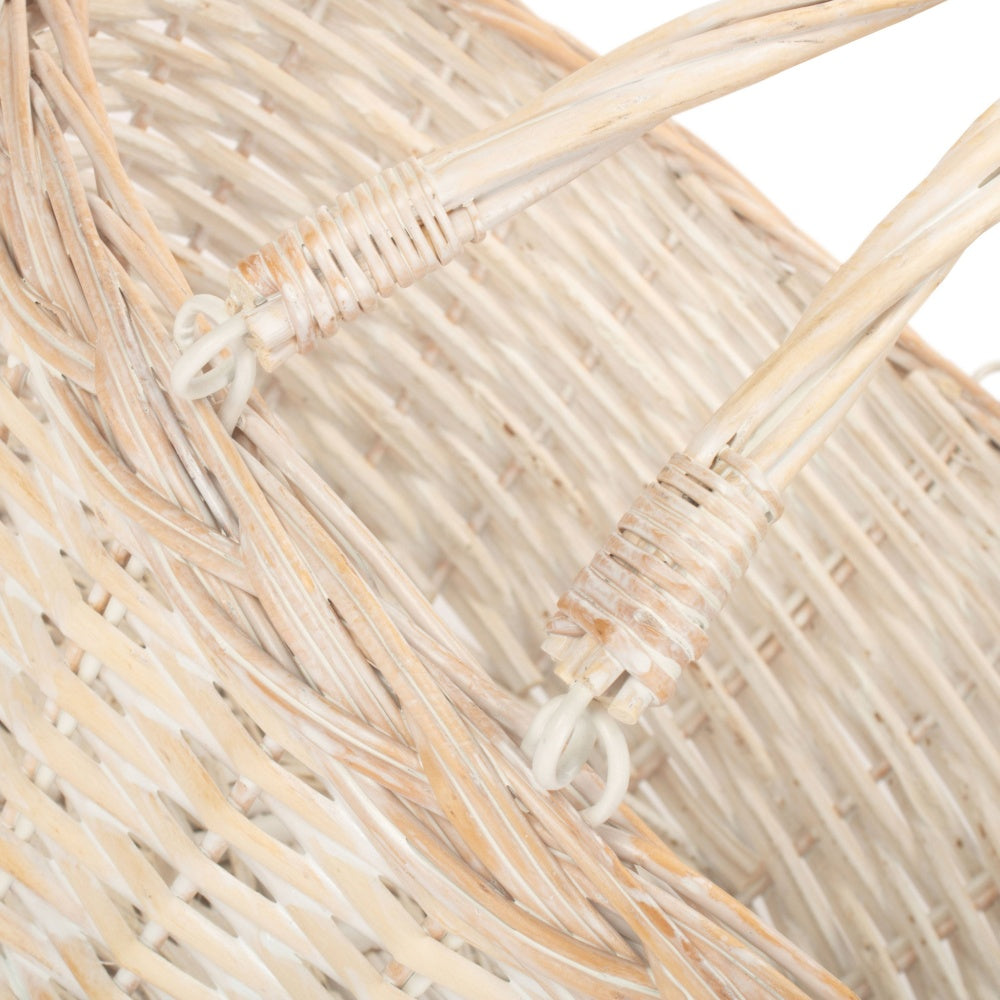 Unlined Whitewash Swing Handle Wicker Shopping Basket-4