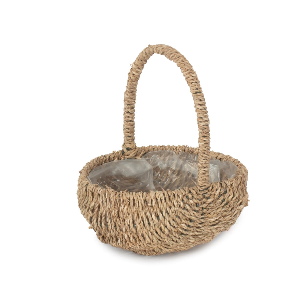 Oval Seagrass Flower Basket-2