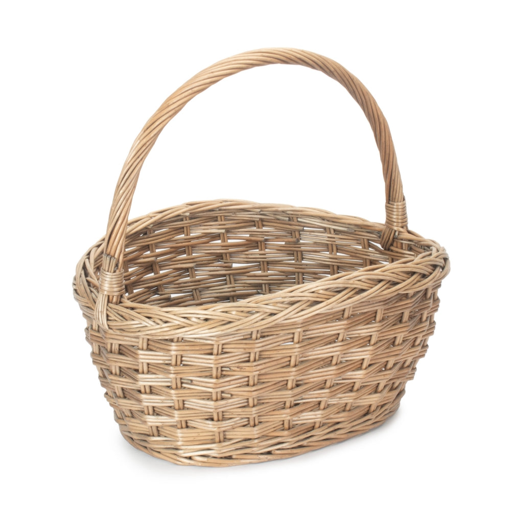 Oval Wicker Braid Border Shopping Basket-2