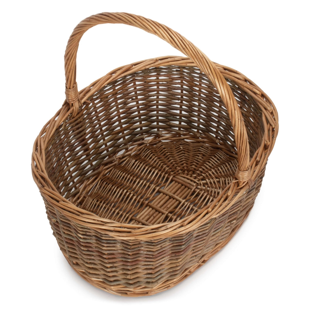 Oval Unpeeled Willow Shopping Basket-0