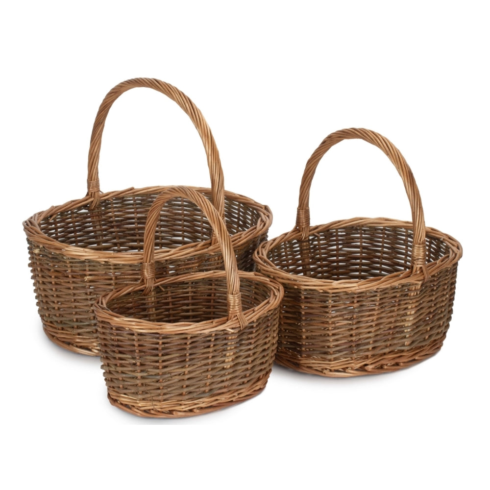 Oval Unpeeled Willow Shopping Basket-4