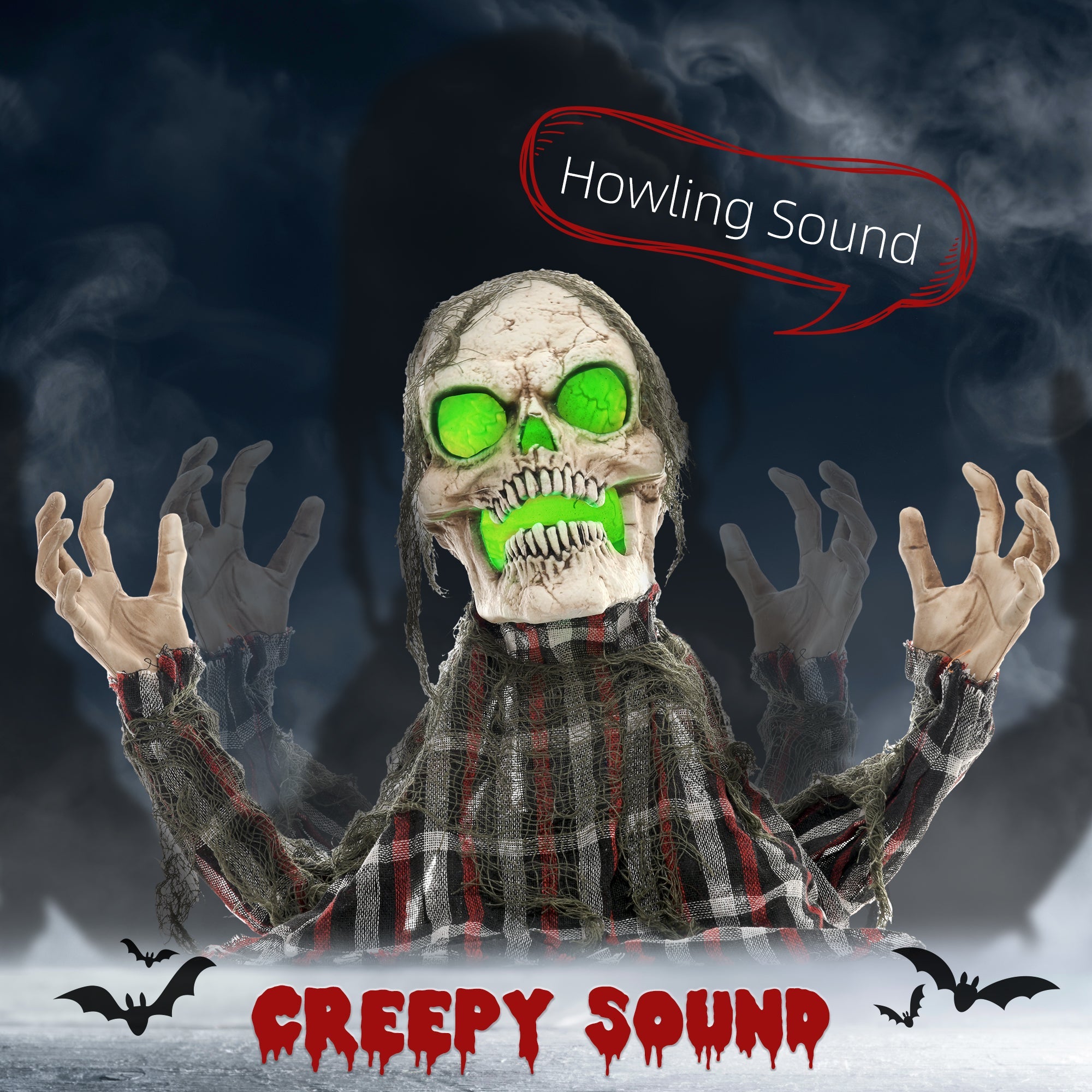 70cm Groundbreaker Skeleton Halloween Animatronic, with Glowing Eyes-3
