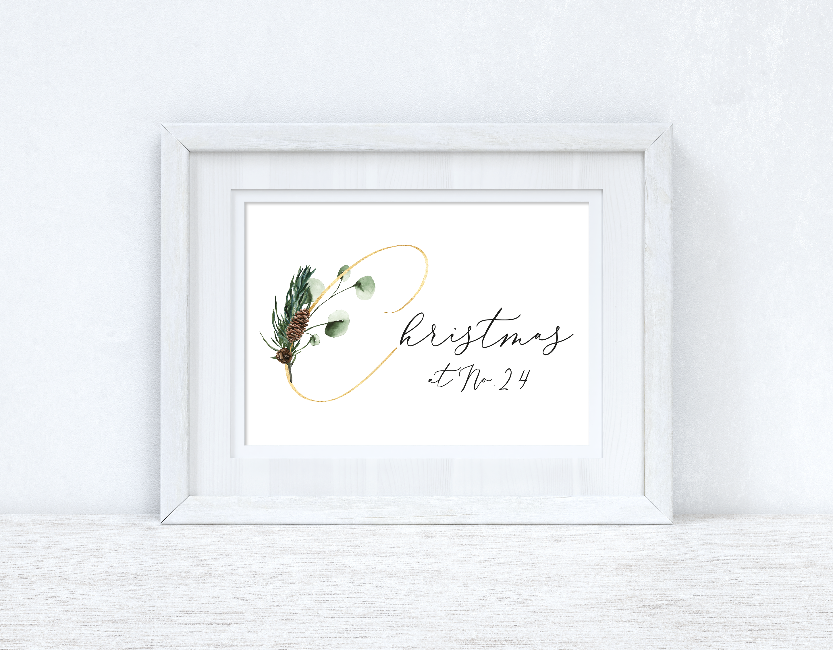 Personalised Christmas At No Gold Acorn Winter Christmas Seasonal Wall Home Decor Print-1