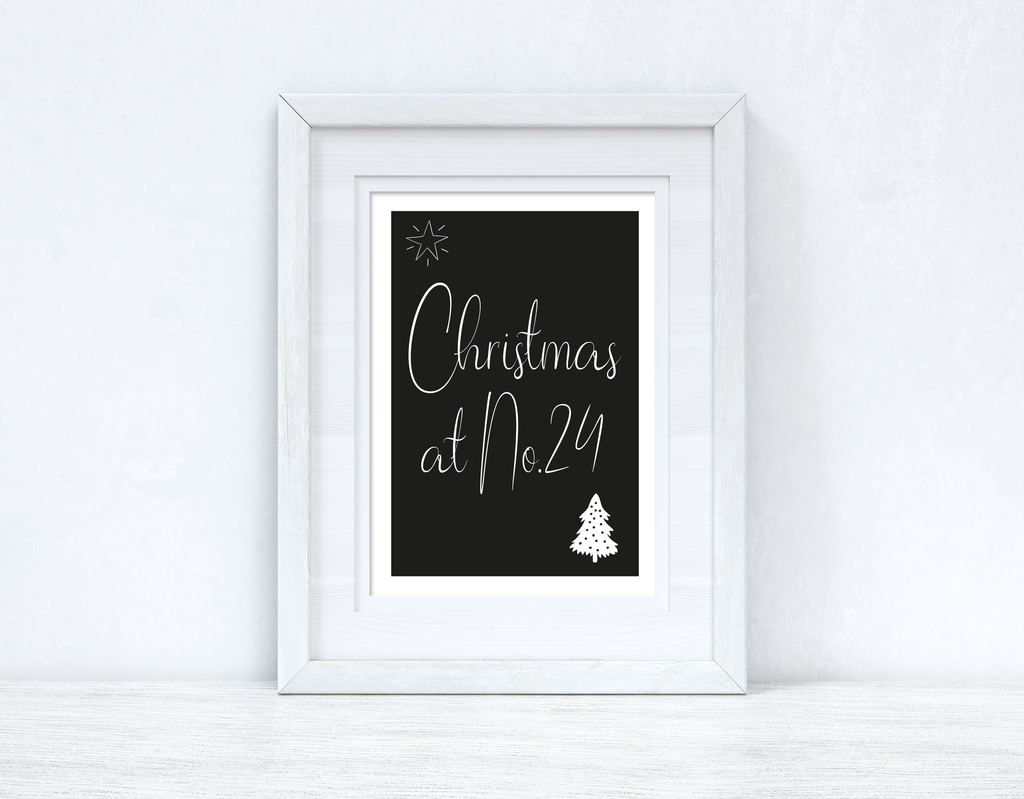 Personalised Christmas At No Black Background Winter Christmas Seasonal Wall Home Decor Print-1