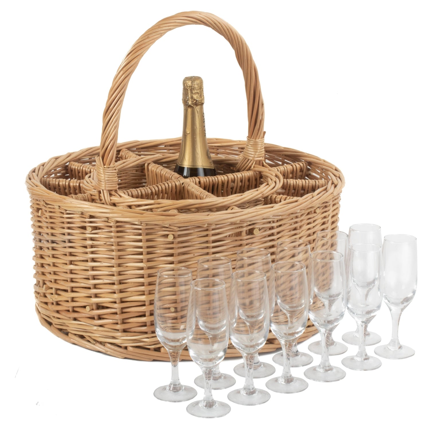 Garden Wicker Drinks Basket Complete with 12 Glasses-0