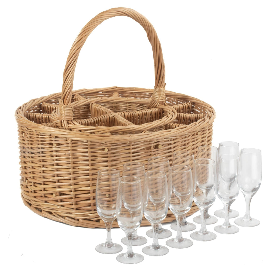 Garden Wicker Drinks Basket Complete with 12 Glasses-1