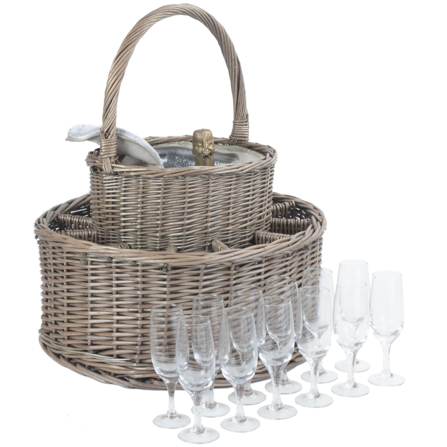 Chilled Wicker Drinks Basket with Glasses-0