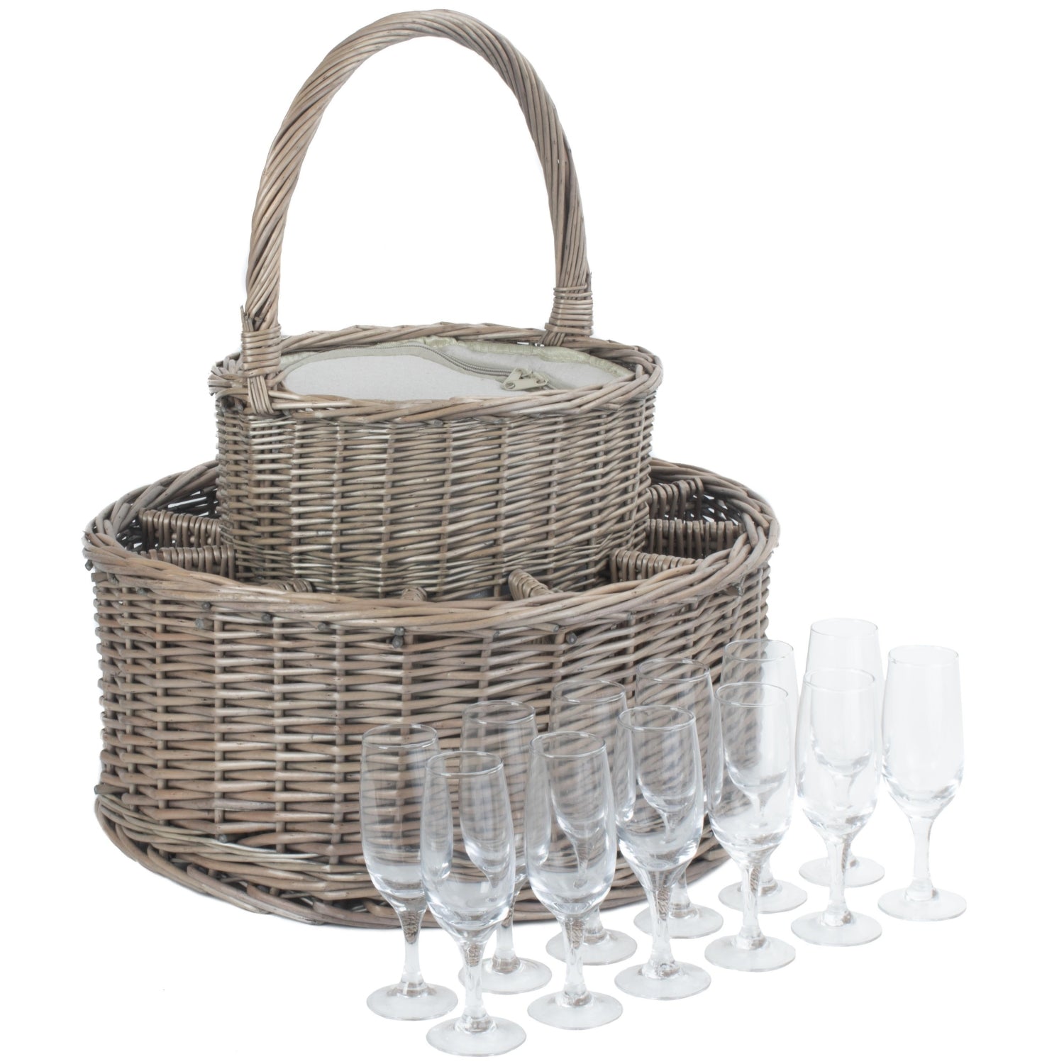 Chilled Wicker Drinks Basket with Glasses-1
