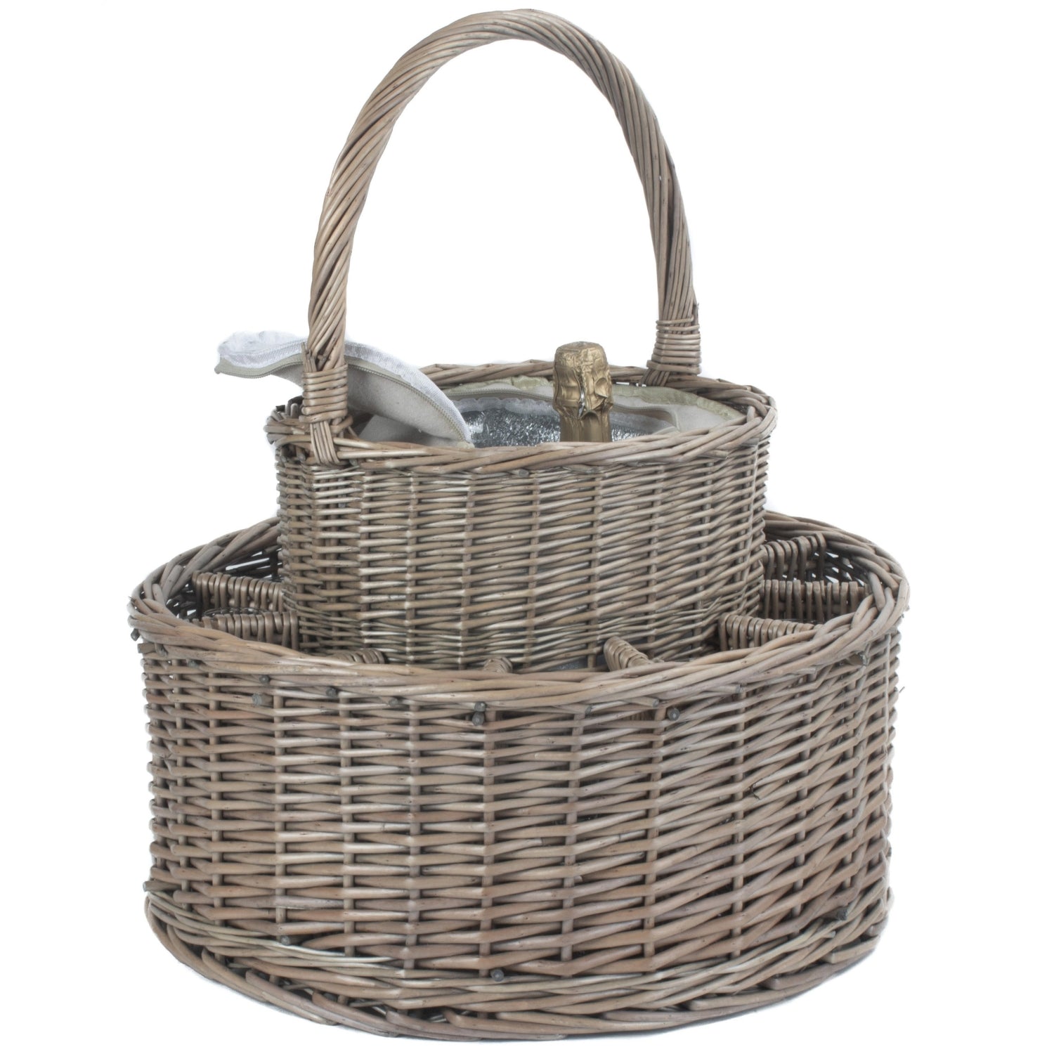 Chilled Wicker Drinks Basket with Glasses-2