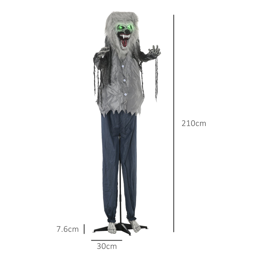 6'8" Skeleton Werewolf Halloween Animatronic, with Glowing Eyes-2