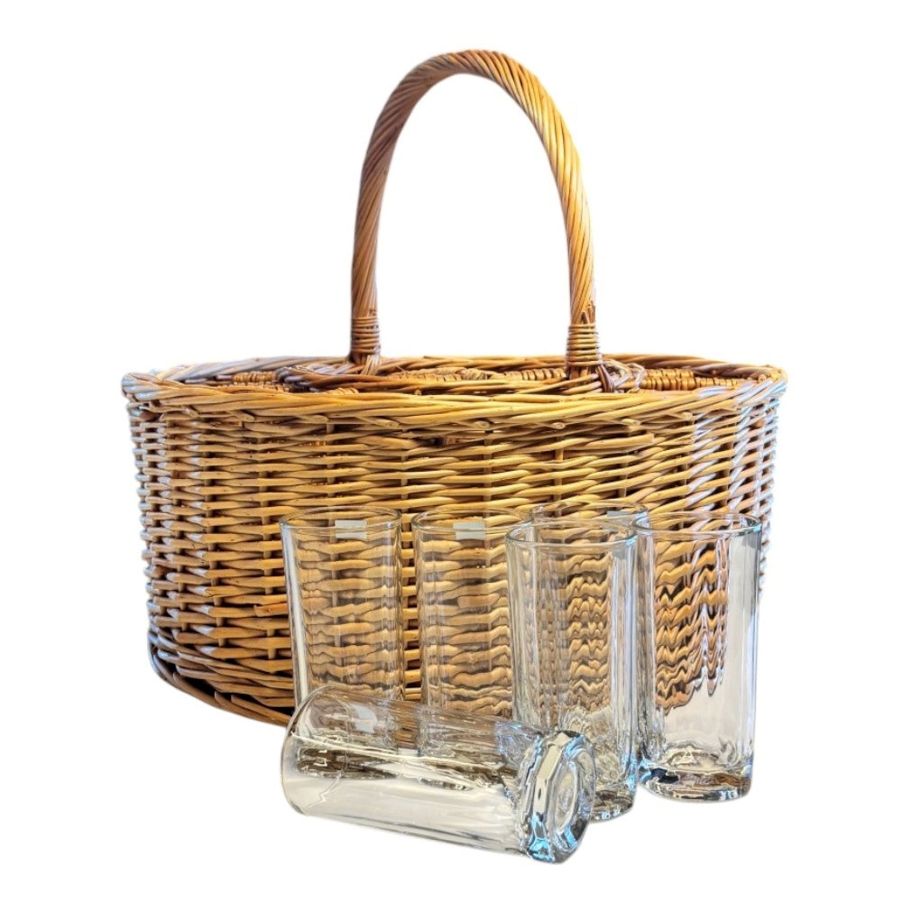 Wicker Deluxe Celebration Drinks Basket with Straight Glasses-0