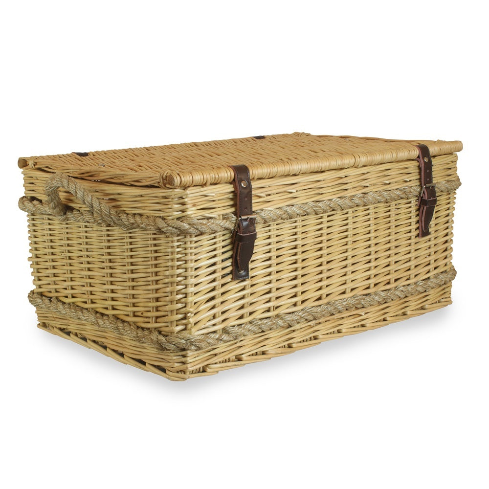 62cm Roped Handled Buff Willow Wicker Picnic Basket-5