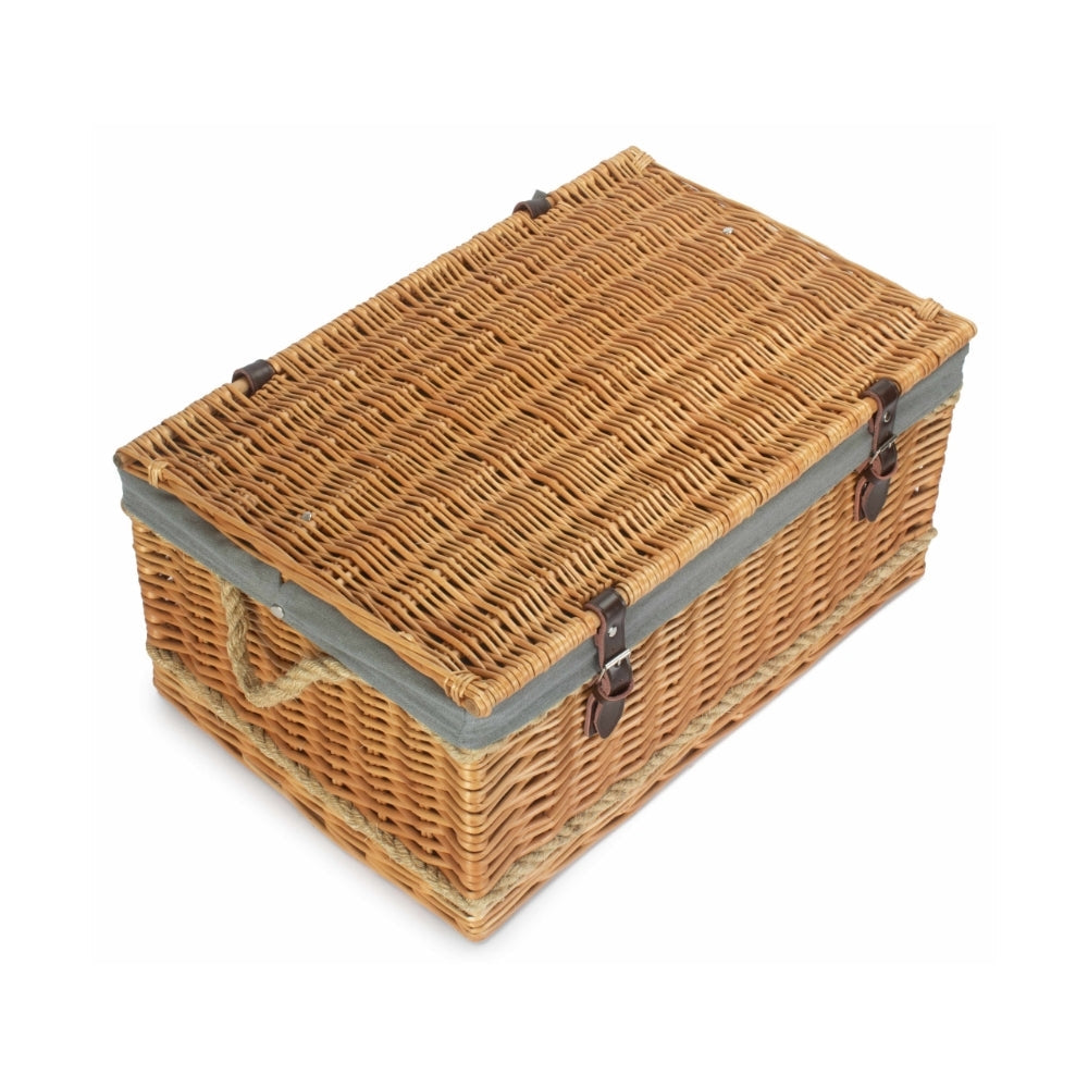 62cm Roped Handled Buff Willow Wicker Picnic Basket-3