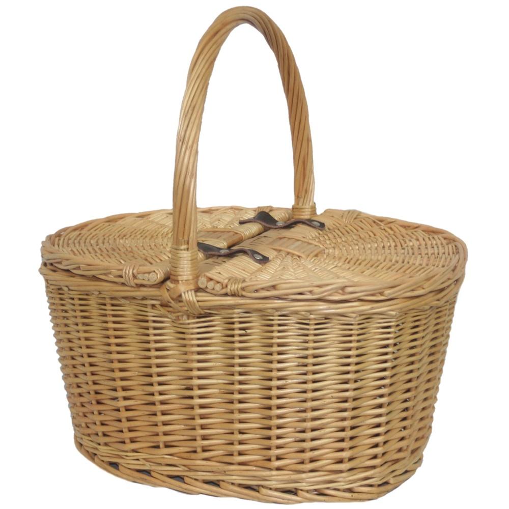 Buff Willow Oval Butterfly Lidded Picnic Basket-1