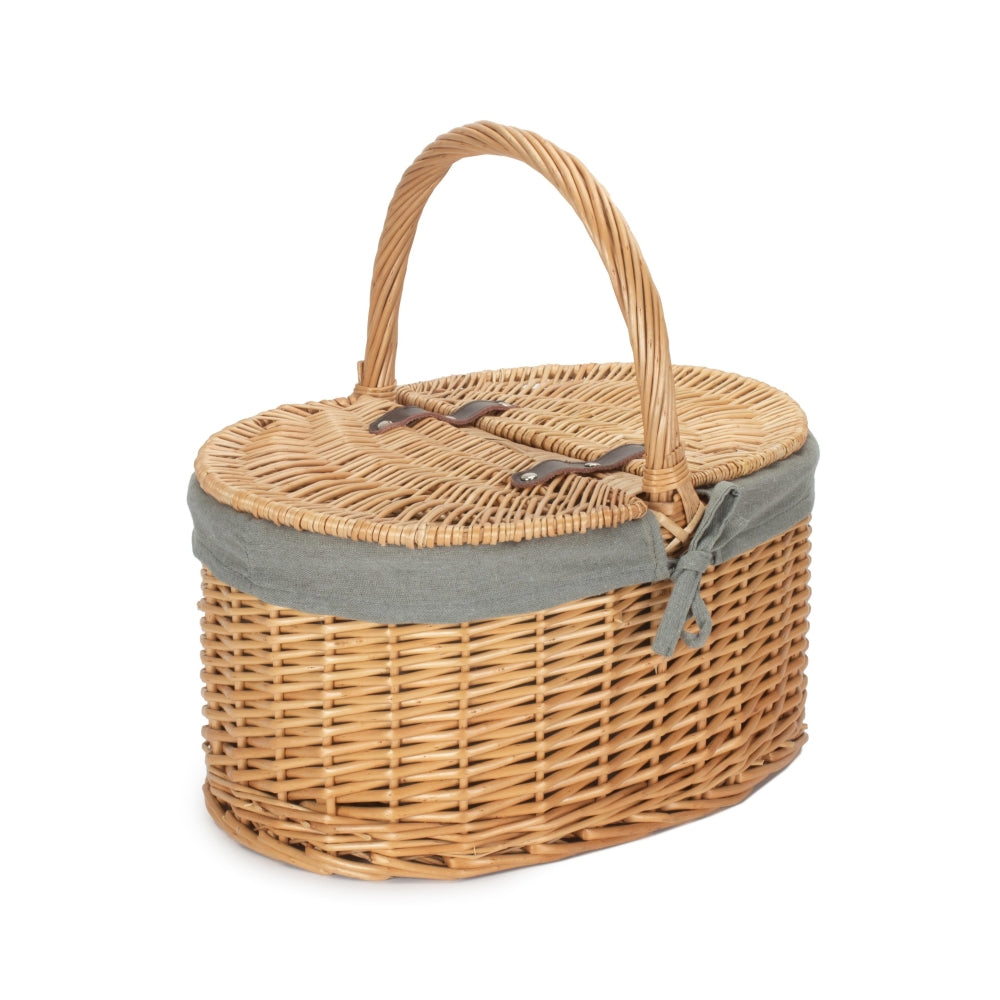 Buff Willow Oval Butterfly Lidded Picnic Basket-5