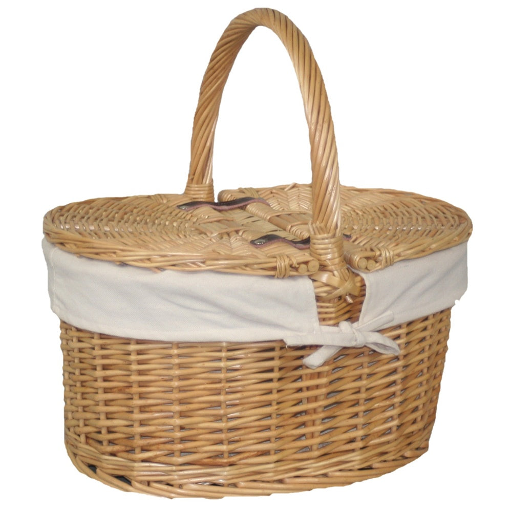 Buff Willow Oval Butterfly Lidded Picnic Basket-2