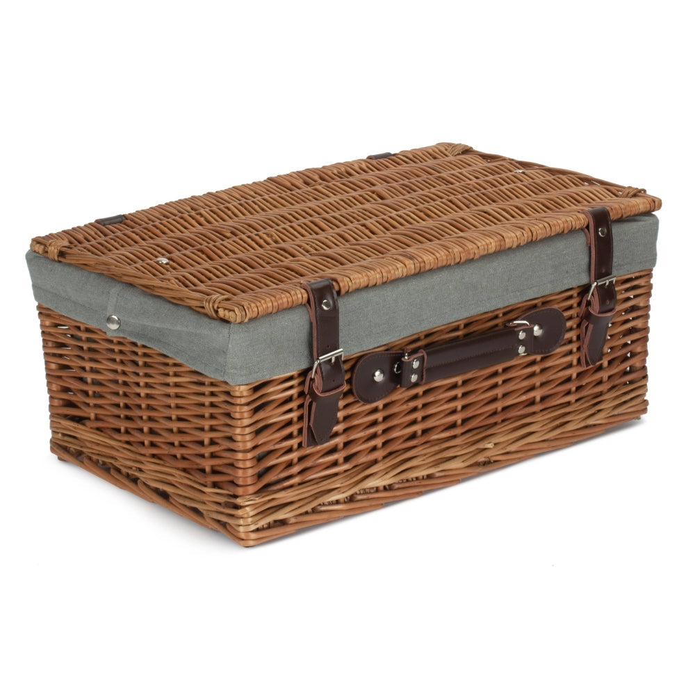 46cm Double Steamed Willow Wicker Picnic Basket-7