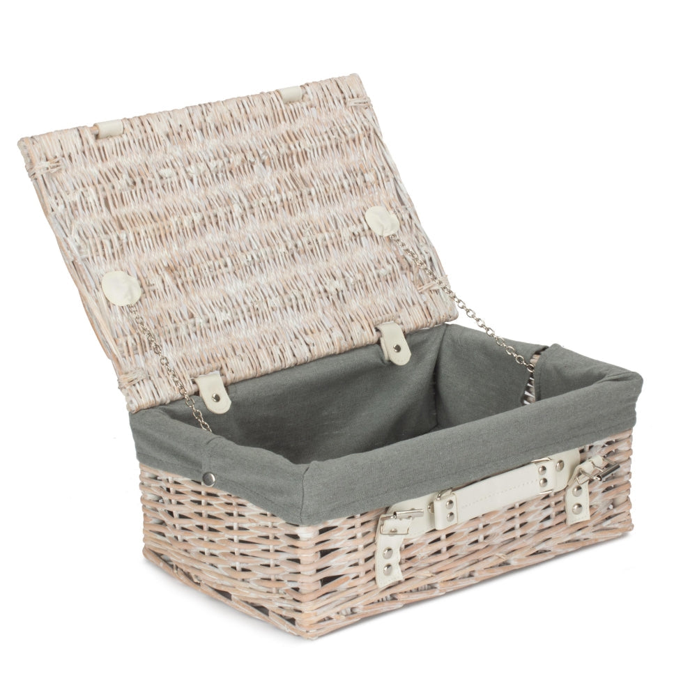 36cm White Wash Willow Wicker Picnic Basket-7